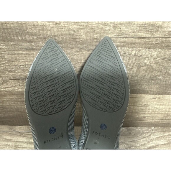 Rothys The Point Flats Cloud Gray Birdseye Knit Slip On Shoe Womans 7 Used - Picture 14 of 14